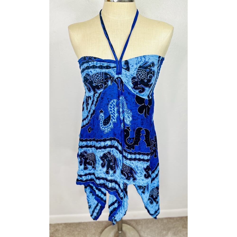 Peaceful People Mandala Convertible Top/Skirt Blue Elephant Fairy Beach Medium